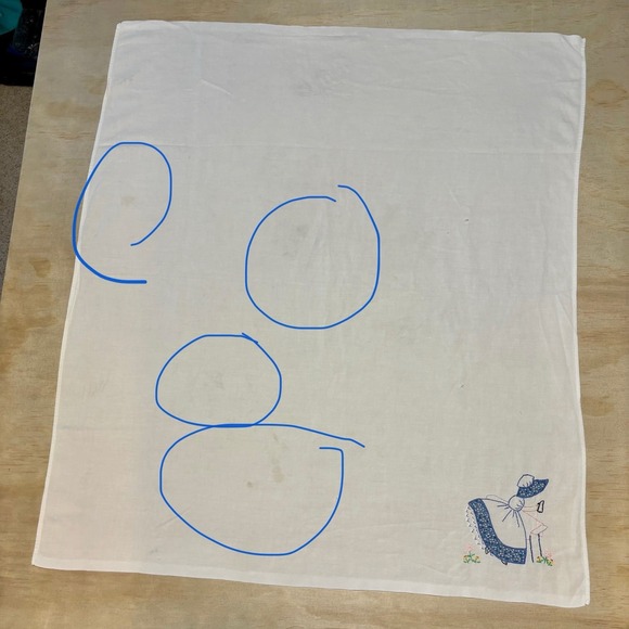 Vintage Hand Embroidered 'Ironing Day' Kitchen Tea Towel~Girl w/Iron ~30"x34" - Picture 4 of 8